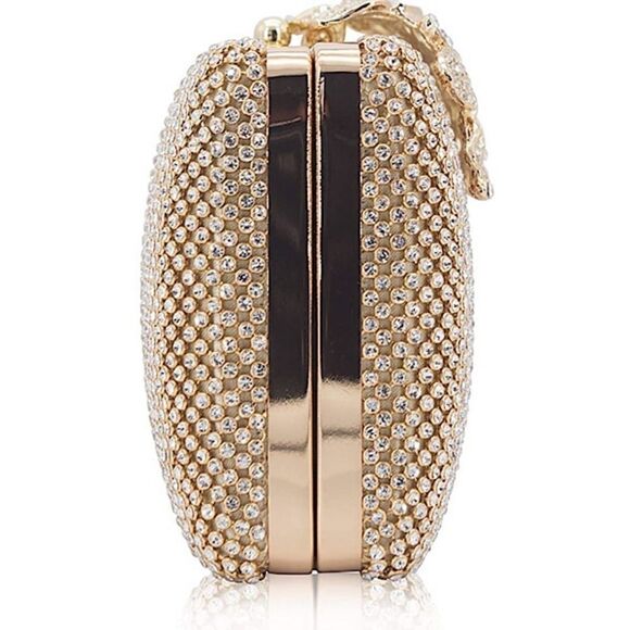 Rhinestone Crystal Clutch Evening Bag with Flower Clasp - Picture 5 of 8